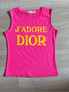 Dior J'ADORE Sleeveless Tank - Bright Pink & Yellow Logo